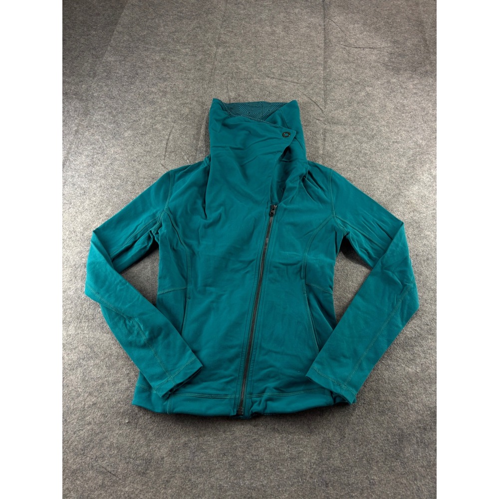 Lululemon Scuba Full Zip Funnel Neck Jacket Teal Green XS Pilates Gym Athletic